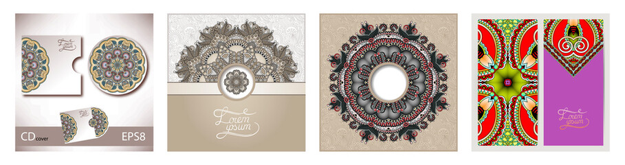 decorative label card for vintage design, ethnic pattern, antique greeting card