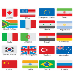 flag collection with its country name