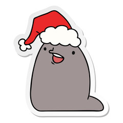 christmas sticker cartoon of kawaii slug