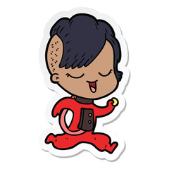 sticker of a happy cartoon girl