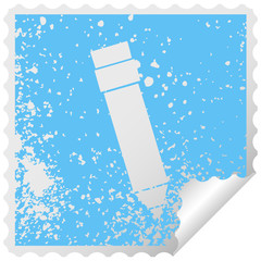 quirky distressed square peeling sticker symbol pencil