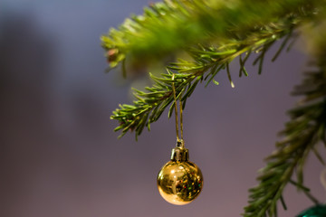 Boule de décoration de noël sur un sapin