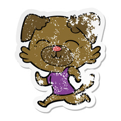 distressed sticker of a cartoon dog
