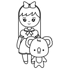 cute and little koala with girl