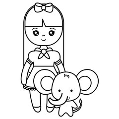 cute and little elephant with girl