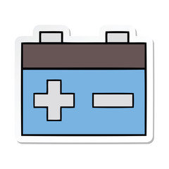 sticker of a cute cartoon car battery