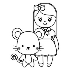 cute and little mouse with girl