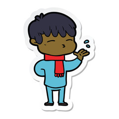 Obraz premium sticker of a cartoon curious boy