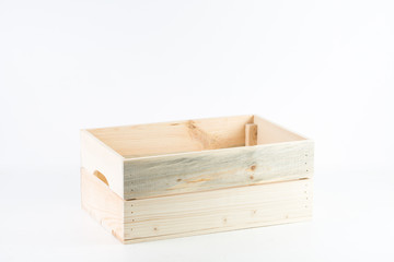 wooden box isolated on white background