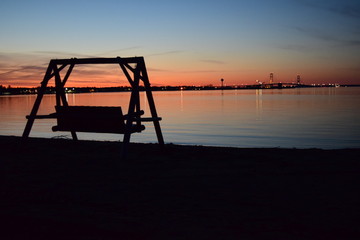 Fototapeta premium Sunset on lake shore