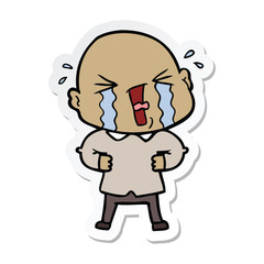 Fototapeta premium sticker of a cartoon crying bald man