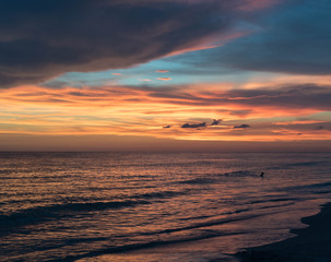 Fototapeta na wymiar Blue flash at sunset on a Florida