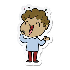 sticker of a cartoon happy man