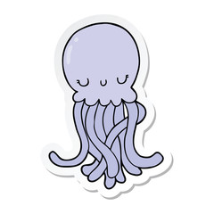 sticker of a cute cartoon jellyfish