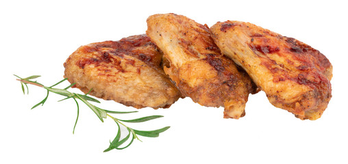 Grilled chicken wings isolated on white background