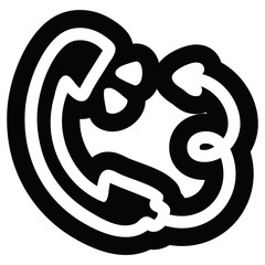 telephone handset with devil tail icon