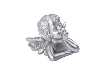 silver angel isolated on white background