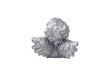 silver angel isolated on white background