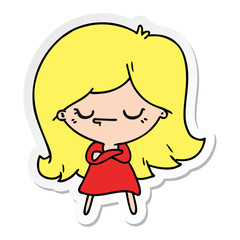 sticker cartoon of cute kawaii girl