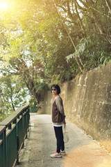 Fototapeta premium Asian woman hiking
