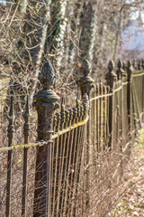 Schiefer schmiedeeiserner Zaun