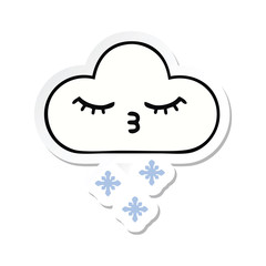 sticker of a cute cartoon snow cloud