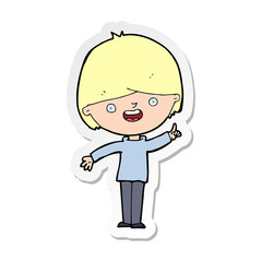 sticker of a cartoon happy boy