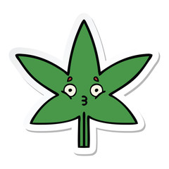 sticker of a cute cartoon marijuana leaf