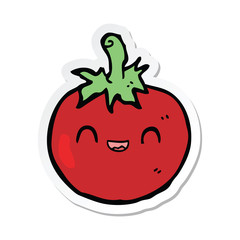 sticker of a cute cartoon tomato
