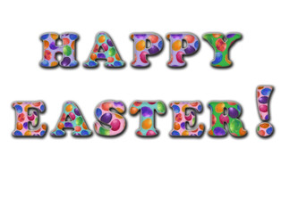 "Happy Easter" Message in Decorative Font Isolated on white Background.