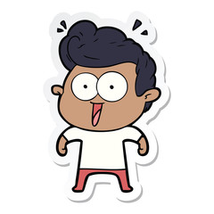 sticker of a cartoon excited man