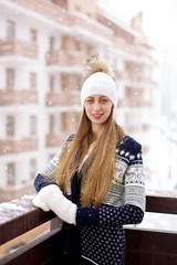 Girl on terrace winter