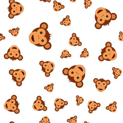 Seamless pattern of monkey head.