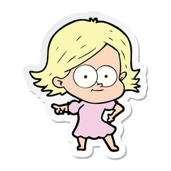 Obraz premium sticker of a happy cartoon girl