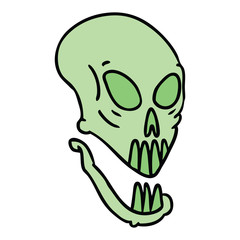cartoon doodle of a skull head