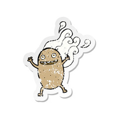 retro distressed sticker of a cartoon happy potato