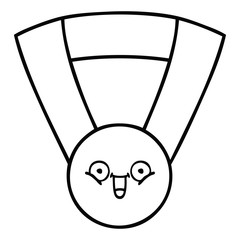 line drawing cartoon gold medal