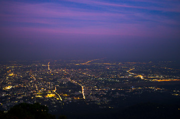 Fototapeta na wymiar city light and the twilight sky background