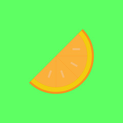 Orange slice on the green background