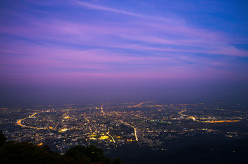 Fototapeta na wymiar city light and the twilight sky background