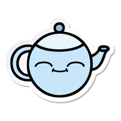 sticker of a cute cartoon happy teapot