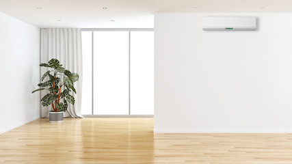 large luxury modern bright interiors with air conditioning illustration 3D rendering