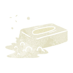 retro cartoon doodle of a bubbled soap