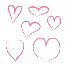 A set of hearts isolated on a white background
