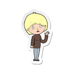 sticker of a cartoon worried woman