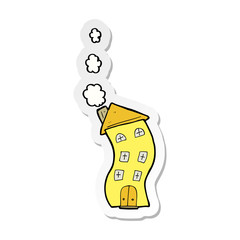 sticker of a funny cartoon house