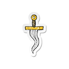 retro distressed sticker of a cartoon dagger tattoo