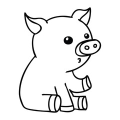 quirky line drawing cartoon pig
