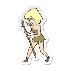 sticker of a cartoon cave girl