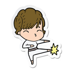 Obraz premium sticker of a cartoon woman thinking